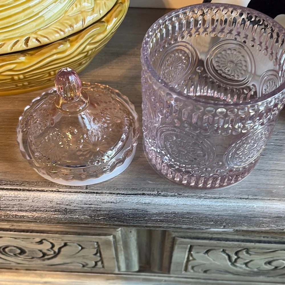 Pink Glass Decorative Jar with Lid